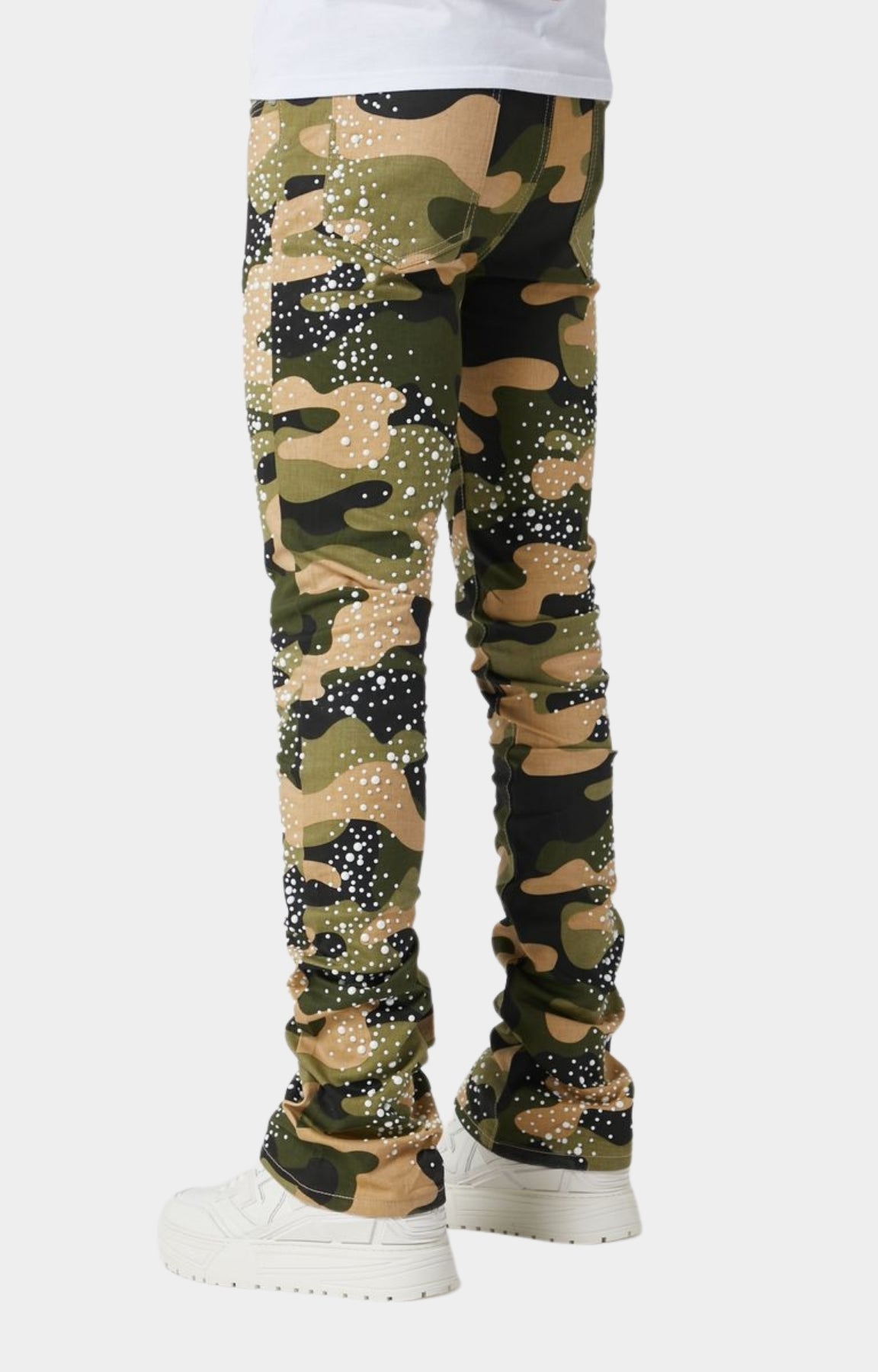 Guapi Camo Pearls Embellished Denim