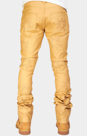 WAXED FLARE PANTS WITH PU PATCHES