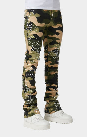 Guapi Camo Pearls Embellished Denim