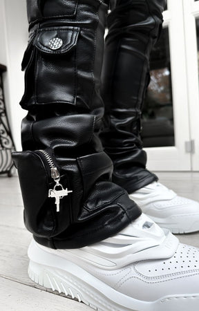 Guapi Obsidian Black Cargo Leather Pant