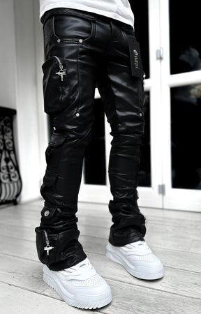 Guapi Obsidian Black Cargo Leather Pant