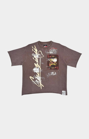 Gunzinii Mens King Heart Oversized T-Shirt - Brown