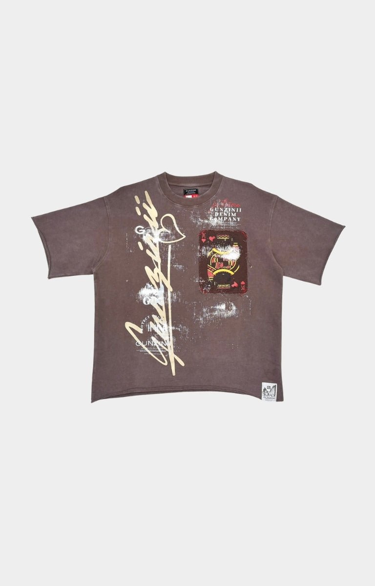 Gunzinii Mens King Heart Oversized T-Shirt - Brown
