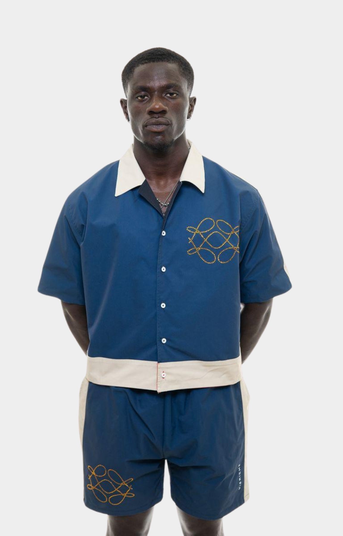 Vie Riche Reversible Icon Shirt & Shorts Set - Black/Navy