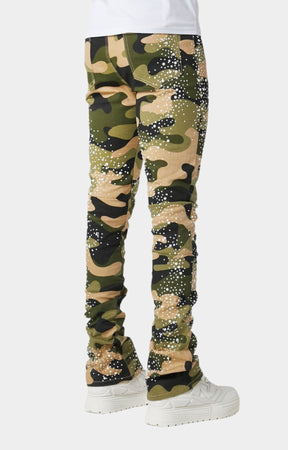 Guapi Camo Pearls Embellished Denim