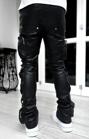 Guapi Obsidian Black Cargo Leather Pant