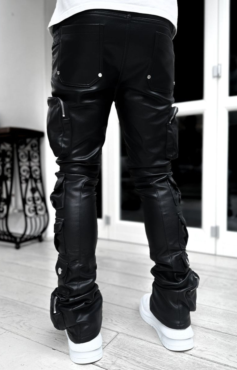 Guapi Obsidian Black Cargo Leather Pant