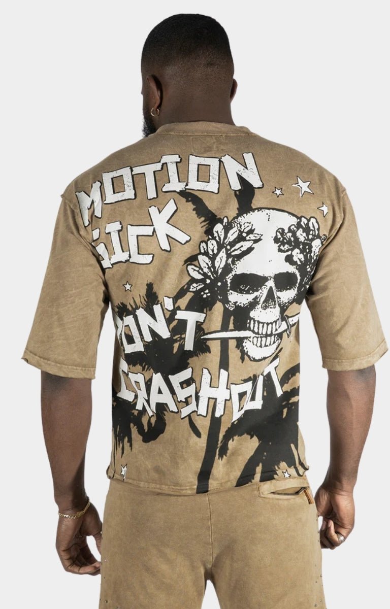 Frost Motion Sick Cropped Tee - Brown