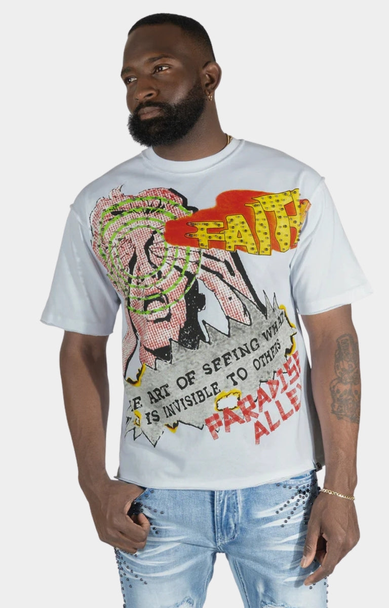 Walk By Faith Box Tee - White