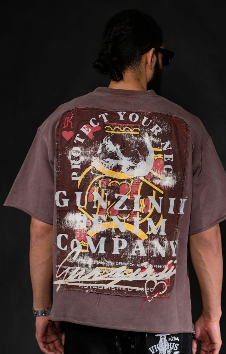 Gunzinii Mens King Heart Oversized T-Shirt - Brown