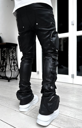 Guapi Obsidian Black Cargo Leather Pant