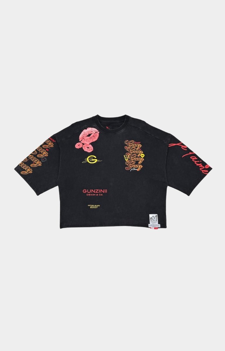 Gunzinii Kiss Cropped Tee - Black