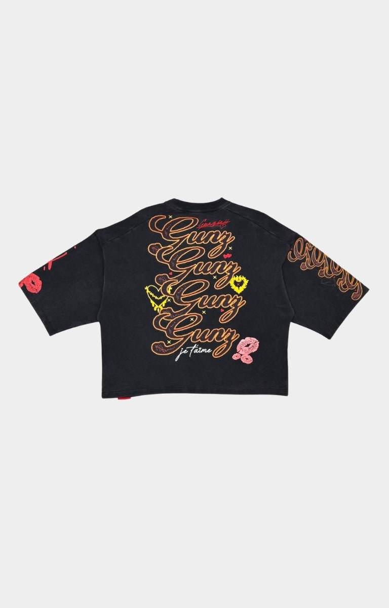 Gunzinii Kiss Cropped Tee - Black