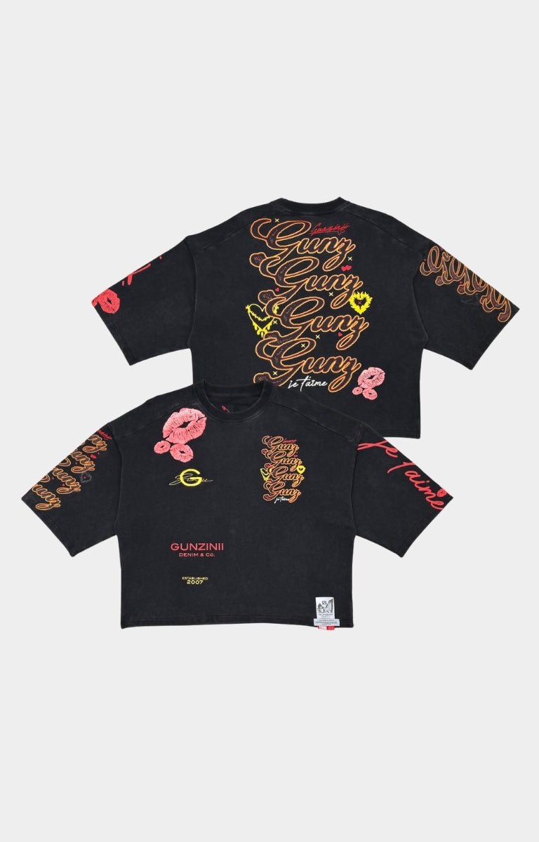 Gunzinii Kiss Cropped Tee - Black
