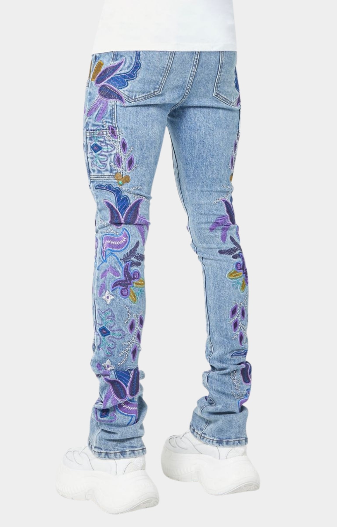 Guapi Purple Flower Denim Jeans
