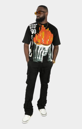 Frost See No Evil Oversized Tee - Black/Orange