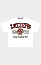 Red Letters - Drop Shoulder - Uni Tee - White - High Street Brands Co.