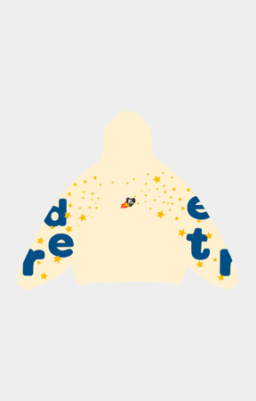Red Letters Waffle Stars Scattered Oversized Hoodie - Beige