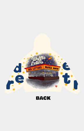Red Letters Waffle Stars Scattered Oversized Hoodie - Beige