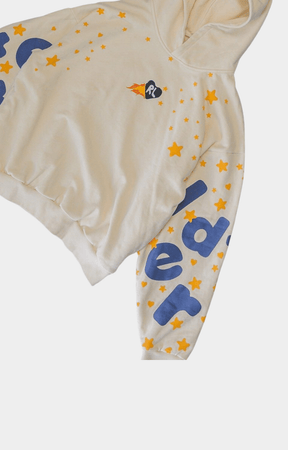 Red Letters Waffle Stars Scattered Oversized Hoodie - Beige