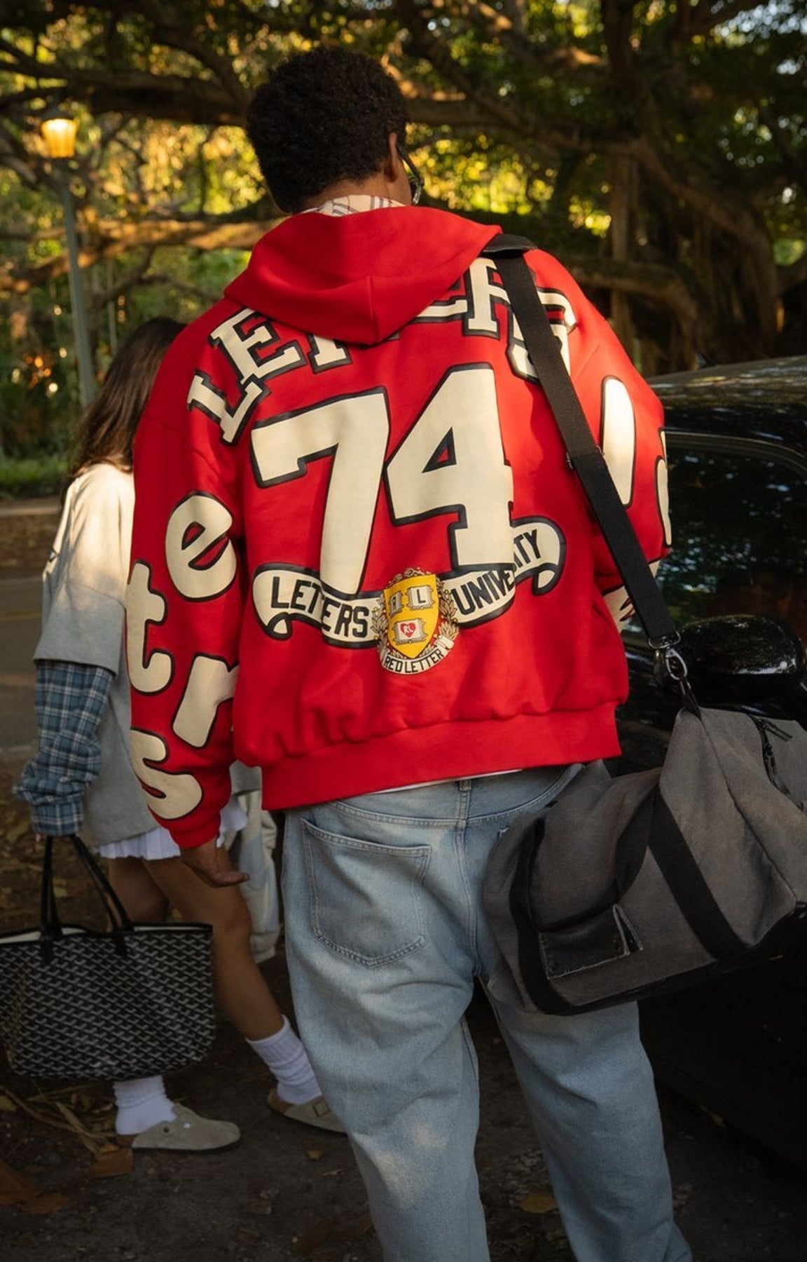 Red Letters Uni Scattered Zip Up - Red