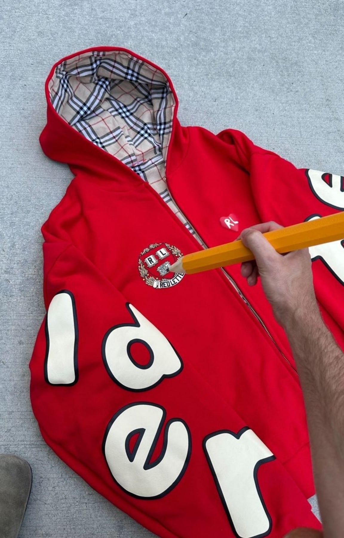 Red Letters Uni Scattered Zip Up - Red