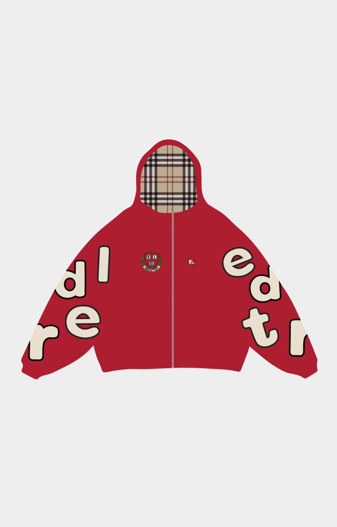 Red Letters Uni Scattered Zip Up - Red
