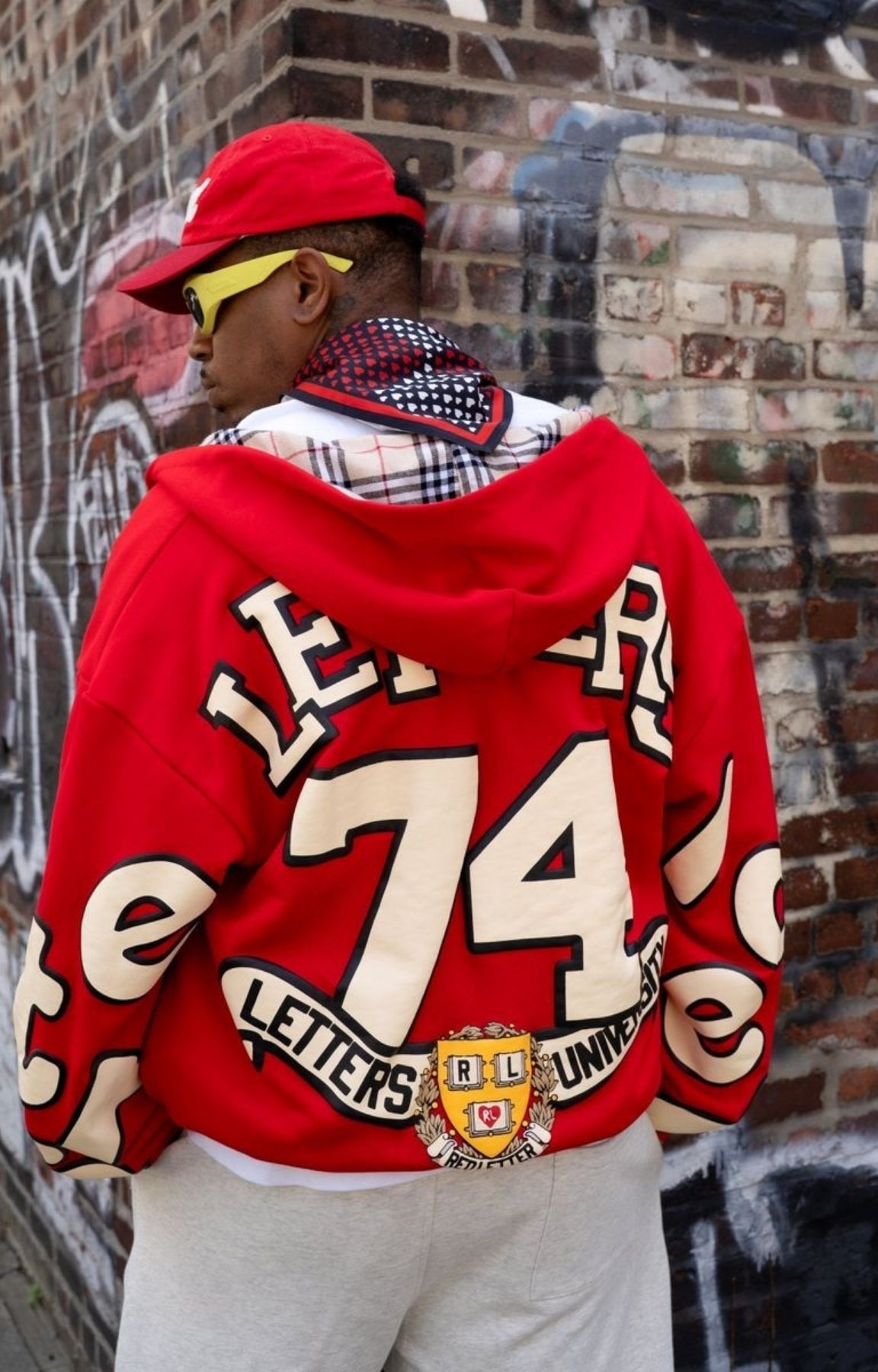 Red Letters Uni Scattered Zip Up - Red