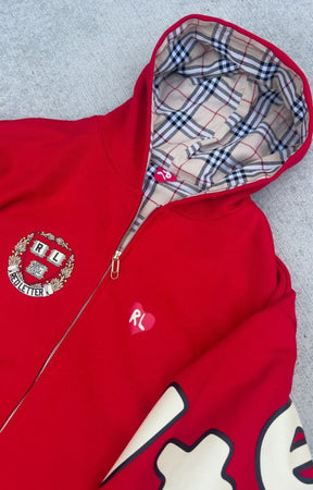 Red Letters Uni Scattered Zip Up - Red