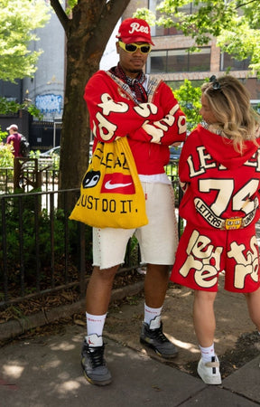 Red Letters Uni Scattered Zip Up - Red