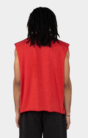 Smoke Rise Graphic Muscle Tank Top - Red