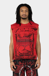 Smoke Rise Graphic Muscle Tank Top - Red