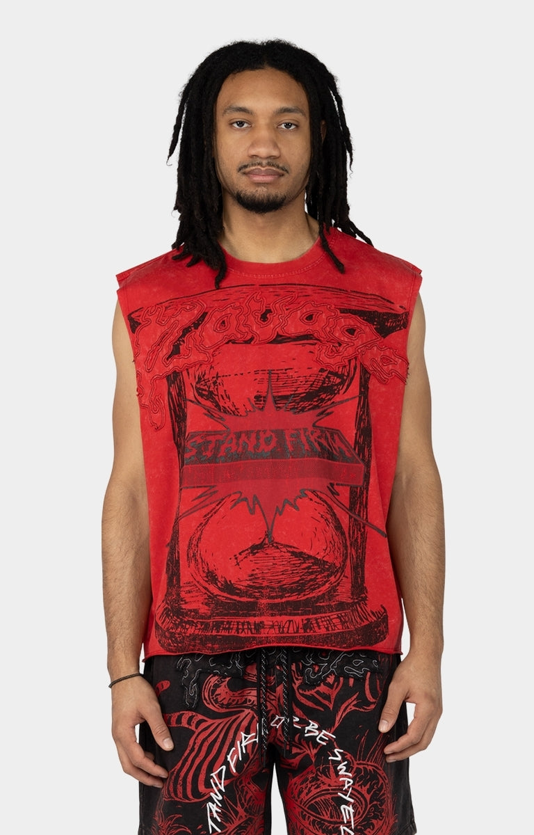 Smoke Rise Graphic Muscle Tank Top - Red