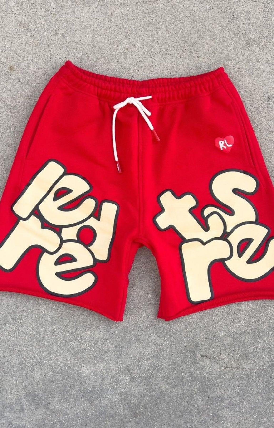 Red Letters Scattered Sweat Shorts – Red | 500GSM French Terry Streetwear