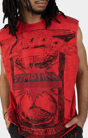 Smoke Rise Graphic Muscle Tank Top - Red