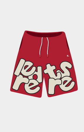 Red Letters Scattered Sweat Shorts – Red | 500GSM French Terry Streetwear