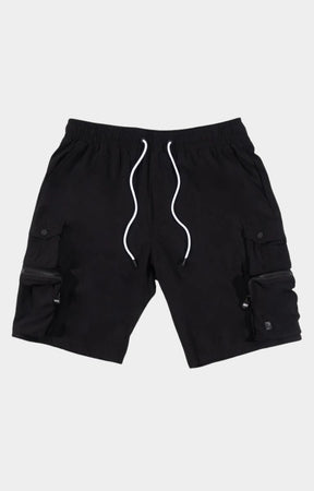 NYLON CARGO SHORTS - BLACK