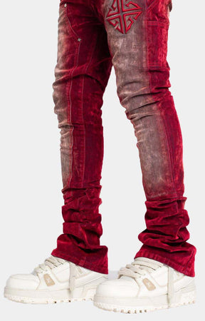 Velvet Red Carpenter Stacked Denim