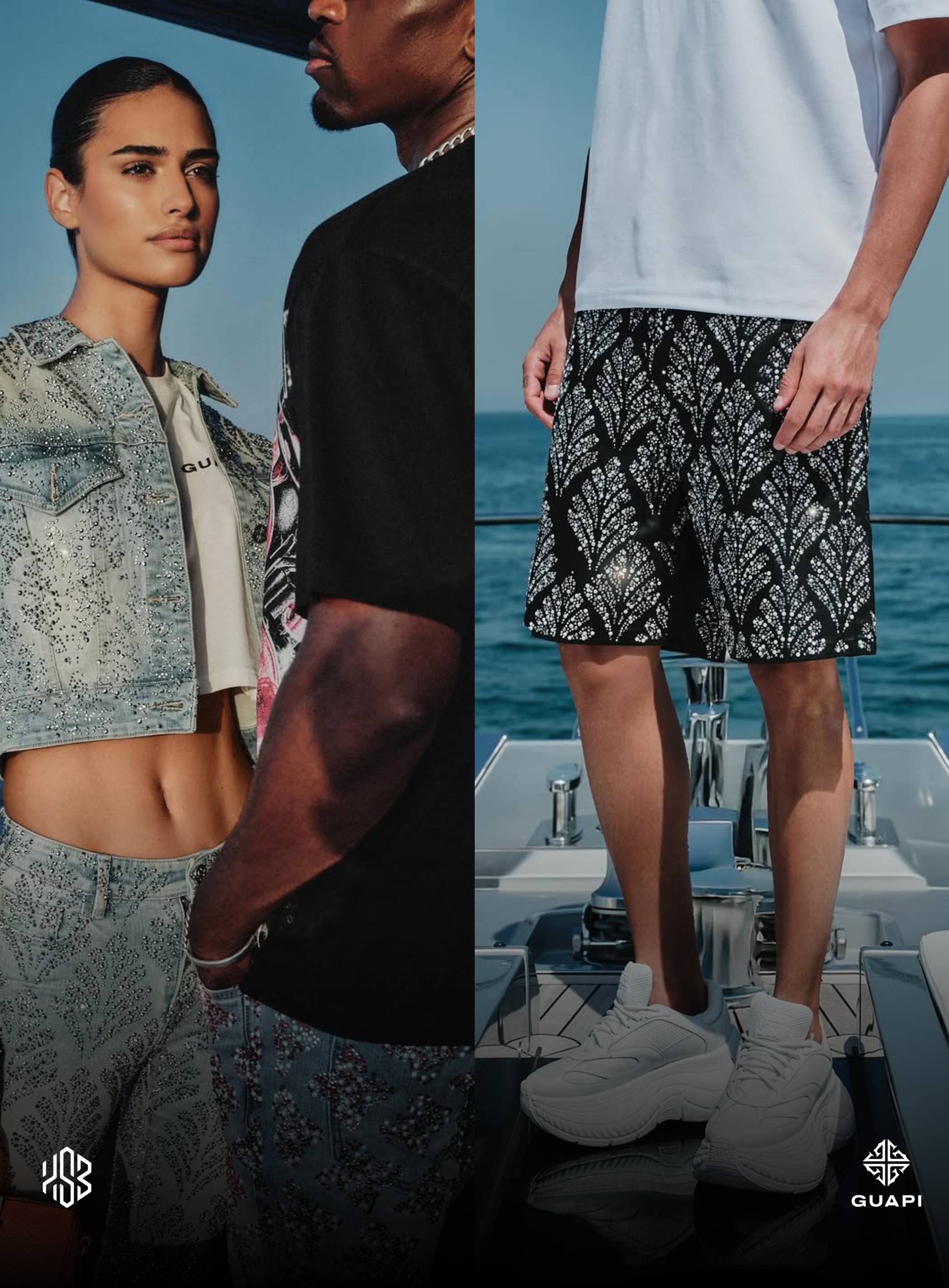 Guapi exclusive and premium streetwear embellished pants, stacked pants, shorts, graphic tees and hoodies.