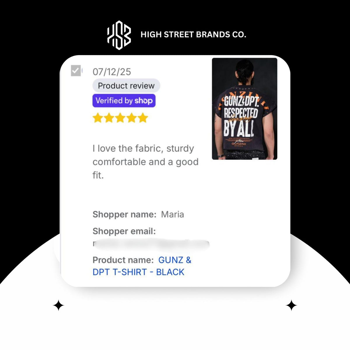 High Street Brands Co's customer's review for Gunzinii crop tee