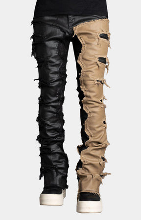 KHAKI BLACK SPLIT DENIM