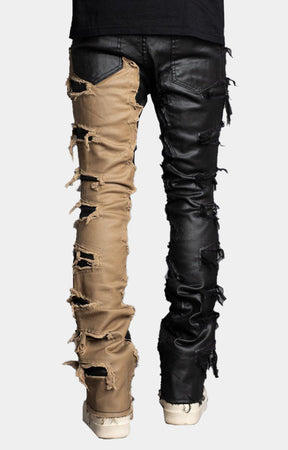 KHAKI BLACK SPLIT DENIM