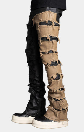 KHAKI BLACK SPLIT DENIM