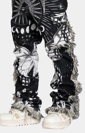 Guapi Obsidian Black Stacked Tapestry Pants