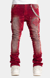 Velvet Red Carpenter Stacked Denim