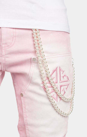 Guapi Velvet Pink Carpenter Stacked Denim