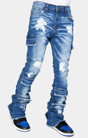 NME STACKED JEANS WITH CARGO POCKETS