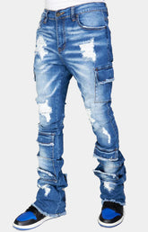 NME STACKED JEANS WITH CARGO POCKETS