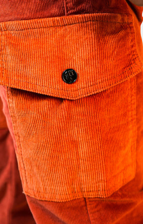 CORDUROY CONVERTIBLE STACKED PANTS - Red