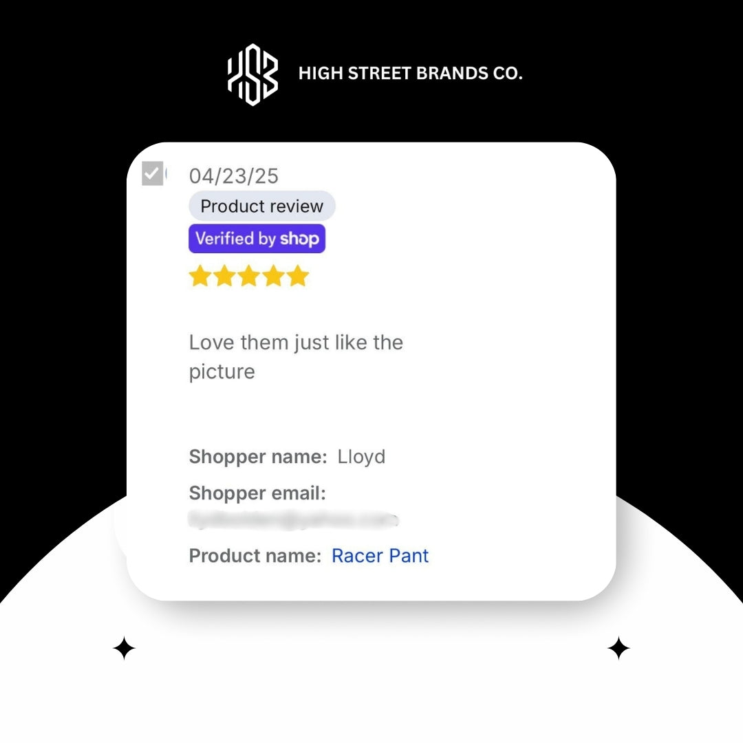 5-star review by a customer who bought Racer pants by Vie Riche at High Street Brands Co